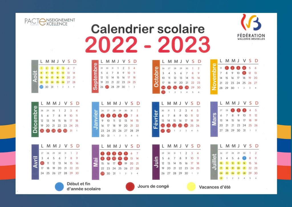 Calendrier de l’année 2022-2023